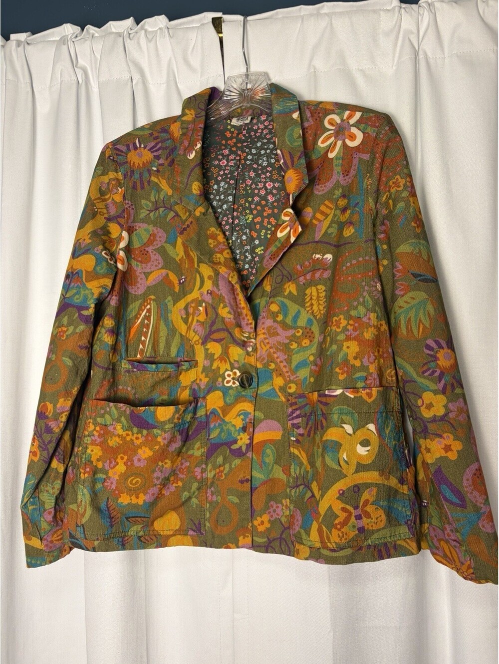 Ivy Jane Colorful Quirky Corduroy Floral Jungle Blazer Size XS Retail $168